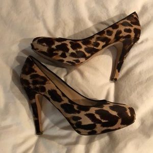 J. Crew calf hair platform pumps, size 7.5